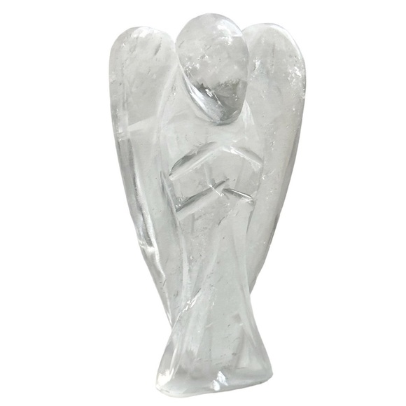 Natural Quartz Guardian Angel Hand Carved Pocket Gemstone Crystal - Picture 3 of 3